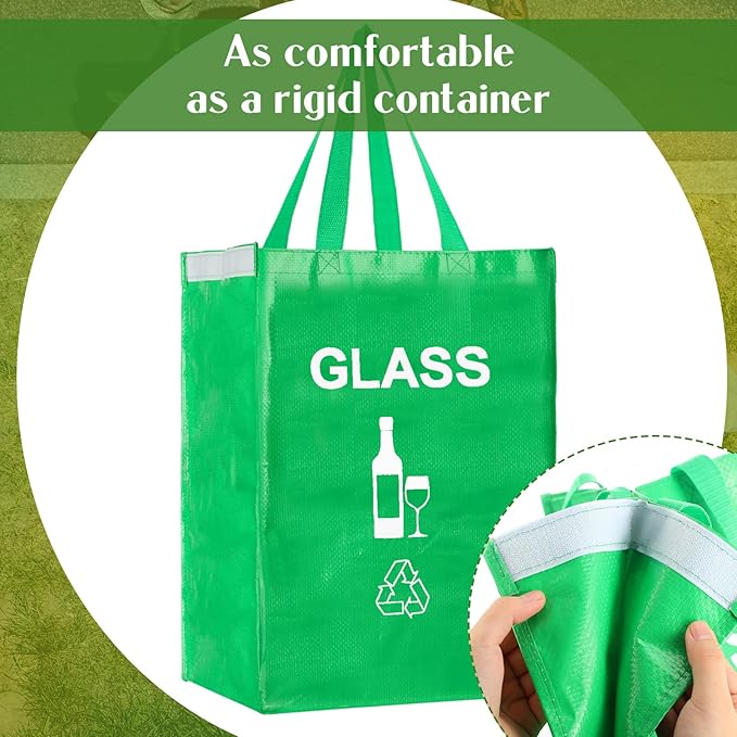 4 Pcs Recycling Bin Bags Separate Recycle Bin Waterproof Waste Baskets Recyclable Waste Trash Sorting Organizer for Home Office Kitchen, Battery, Can, Paper, Plastic and Glass