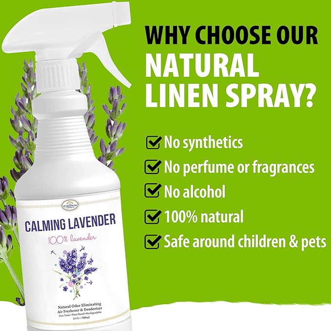 Natural Lavender Linen Spray (24oz) - Linen, Sleep Spray, Room Spray - Quality Lavender Oil Essential Oil Odor Eliminator, Deep Sleep Pillow Mist, Linen Spray for Bed, Sheet, Pillows, Aromatherapy