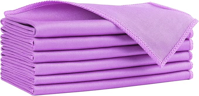 HOMEXCEL Microfiber Glass Cleaning Cloths 6 PK, Lint Free Streak Free, Reusable Microfiber Cleaning Cloth for Cleaning Windows, Glasses, Mirrors, Screens, Stainless Steel, and More Purple-14×16"