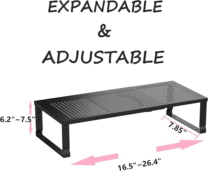 Metal Stackable Expandable Storage Shelf - Multi-Functional Home Storage Shelf, Suitable for Kitchen, Cabinet，Bathroom, Office, Garage, etc.（1PACK/Black/Medium