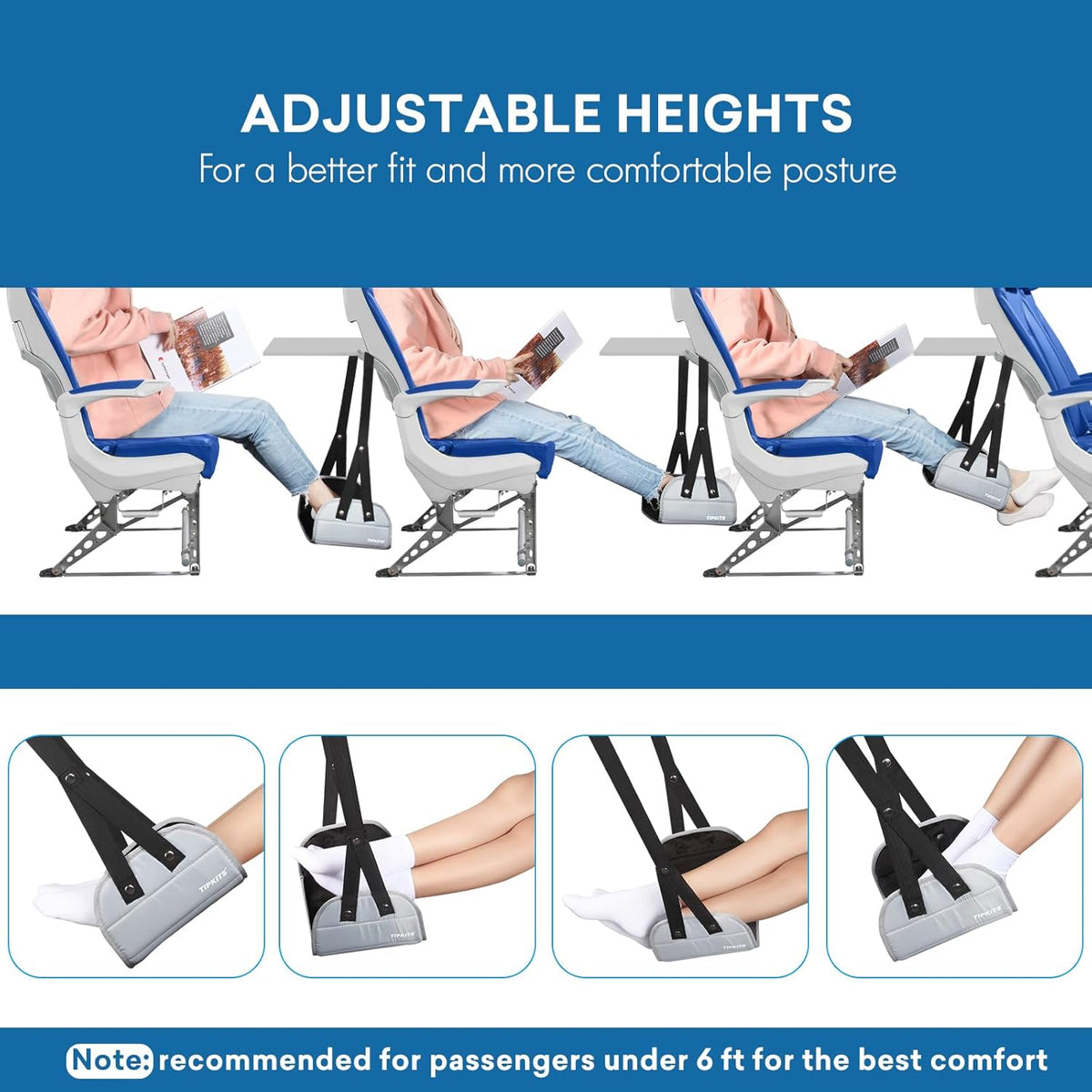 Airplane Footrest with Comfortable No Clashing Base, Portable Travel Foot Rest Made with Premium Memory Foam, Airplane Travel Accessories to Reduce Swelling and Soreness, Gifts for Travelers