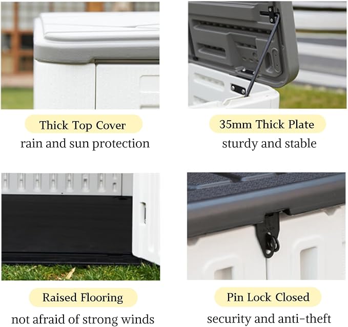 ZZM Large 67 Cu.ft Waterproof Storage Shed, Outdoor Storage Cabinet，Durable Resin Storage for Patio Furniture, Garden Tools, Pool Accessories, Mower Storage (Coffee)