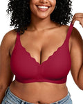 Vertvie Womens Seamless Bras No Underwire Supportive Wireless Push Up Full Coverage Bralette Comfort Scalloped T-Shirt Bra