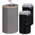efluky Recycling Bin for Kitchen 100L, 26 Gallon Recycle Bins for Indoor Outdoor Home Use with 2 Removeable and Reusable Inner Bags, Tall Recycle bin for Bottle Can Plastice Stickers (Grey)