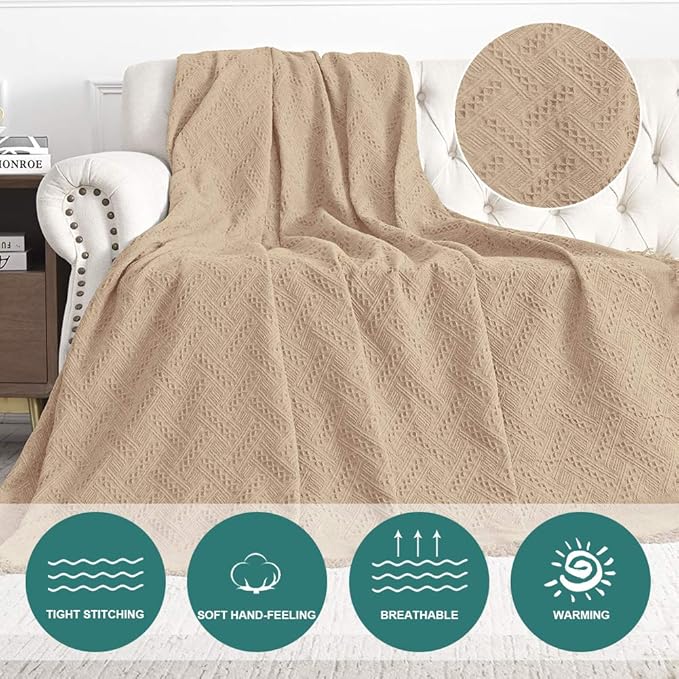 MYSKY HOME Couch Cover Sand Sofa Covers for 2 Cushion Couch Geometrical Sectional Couch Cover Protector Living Room Sofa Throws Sofa Slipcovers for Dogs, Kids (X-Large, 91" x 118", Khaki)