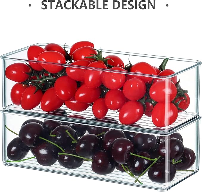 Hudgan 8 Pack Clear Plastic Drawer Organizers Set, Stackable Deep Drawer Organizer for Makeup Vanity and Desk, 2 Sizes Tall Bathroom Drawer Organizer