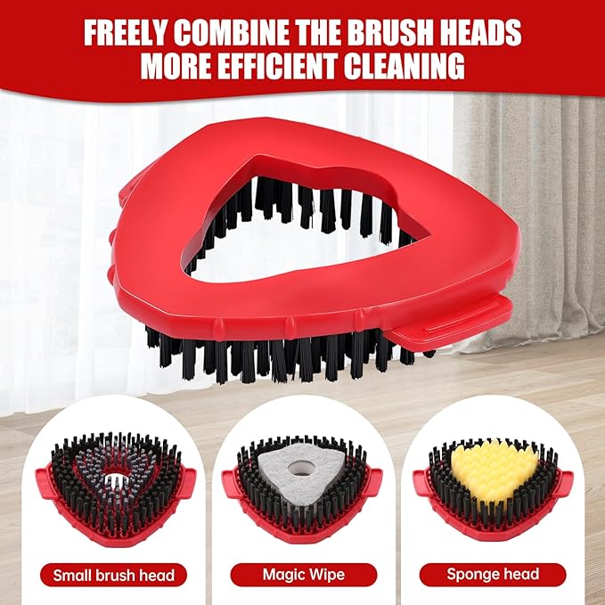 1 Pcs Spin Mop Replacements Scrub Brush and 1 Mop Base with 2 Pcs Scouring Pad Compatible with Cedar EasyWring 1 Tank System，Including 2Pcs Scouring Pad + 6Pcs Scrub Sponge Heavy Duty