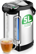 NutriChef Electric Water Boiler and Warmer - 5L/5.28 Qt Stainless Steel Hot Water Dispenser w/Rotating Base, Keep Warm Temperature Set, Auto Shut Off, Safety Lock, Instant Heating for Coffee & Tea