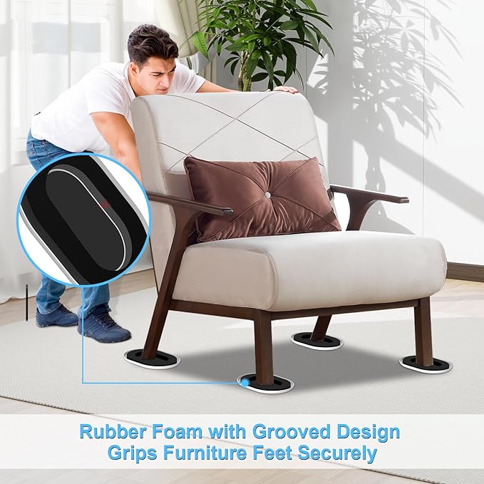 Upgrade Furniture Sliders, Furniture Sliders for Carpets, Oval Moving Pads with 8 PCS 5.8 * 4.3" Carpet Sliders+1 Lifter, Furniture Moving Sliders for Easy Move Bed Tables Cabinet, Protect Carpets