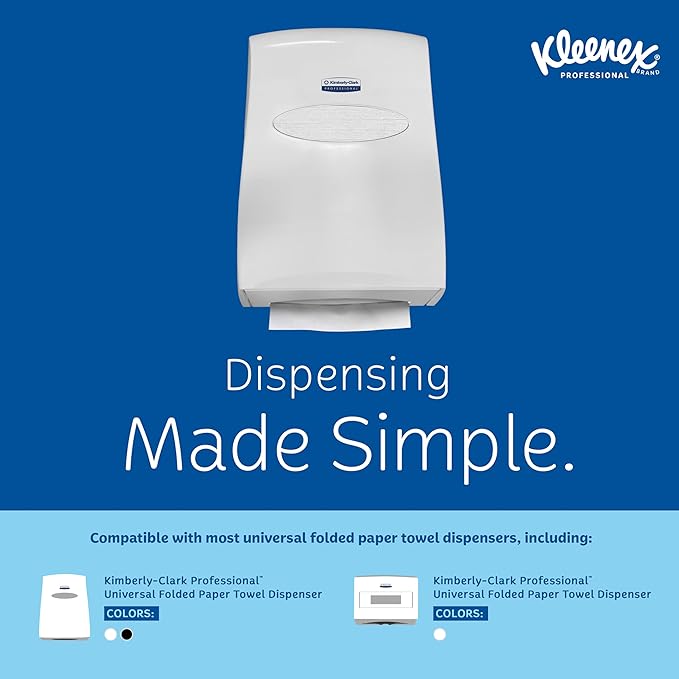 Kleenex Professional Universal Multifold Paper Towels, Bulk (01890), Absorbency Pockets, 9.2" x 9.4" Towel, White (150 Sheets/Pack, 16 Packs/Case, 2,400 Sheet Total)