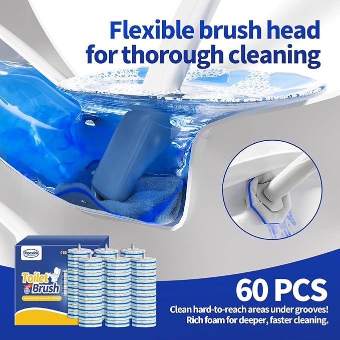 60PCS Toilet Wand Refills Compatible with Clorox Toilet Wand. Disposable Toilet Brush Refills. Bathroom Cleaning. Disposable Toilet Bowl Cleaners.