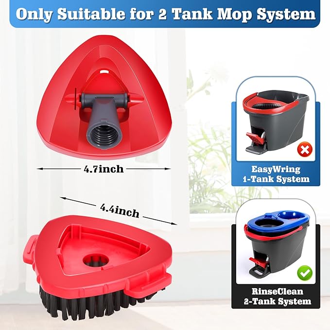 2 Pcs Full-Coverage Spin Mop Scrub Brush Heads and 1 Mop Base Part Replacement with Oceda RinseClean 2-Tank System,Hard Bristle Cleaning Brush for Bathroom Kitchen Tile
