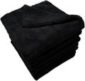 Plush Edgeless Microfiber Towel for Car, Soft Drying Wash Detailing Buffing Polishing Towel, 500 GSM 6PACK 16 x 16inches (Black, 6Pack)