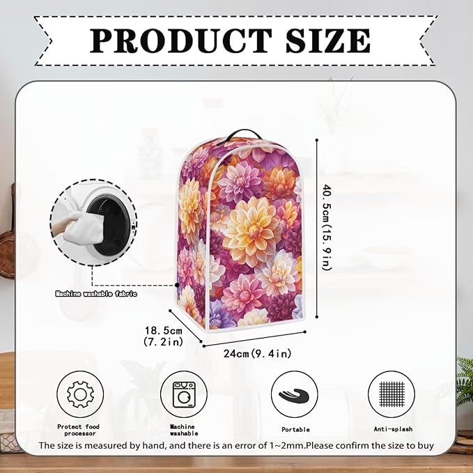 Bright Floral Blender Dust Cover Toaster Cover Boho Mandala Floral 4 Slice Washable Kitchen Small Appliance Cover