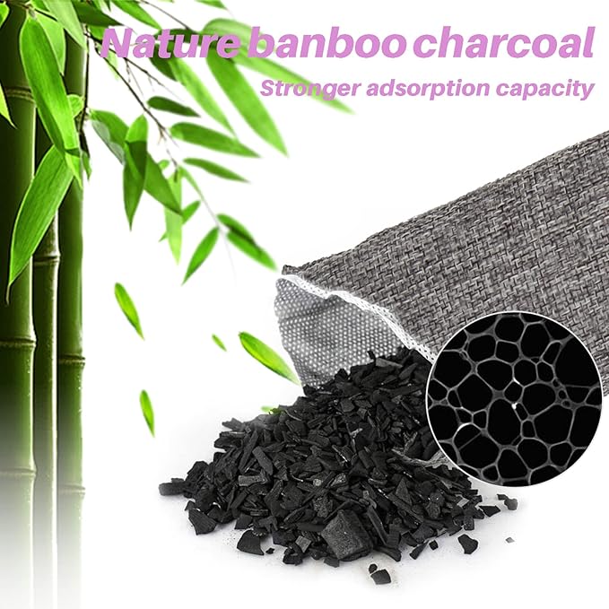 Charcoal Bags Odor Absorber (8x100g) Activated Bamboo Charcoal Air Purifying Bags Charcoal Odor Eliminating Bags for Home & Car Shoes, Closet, Pet -8 PACK