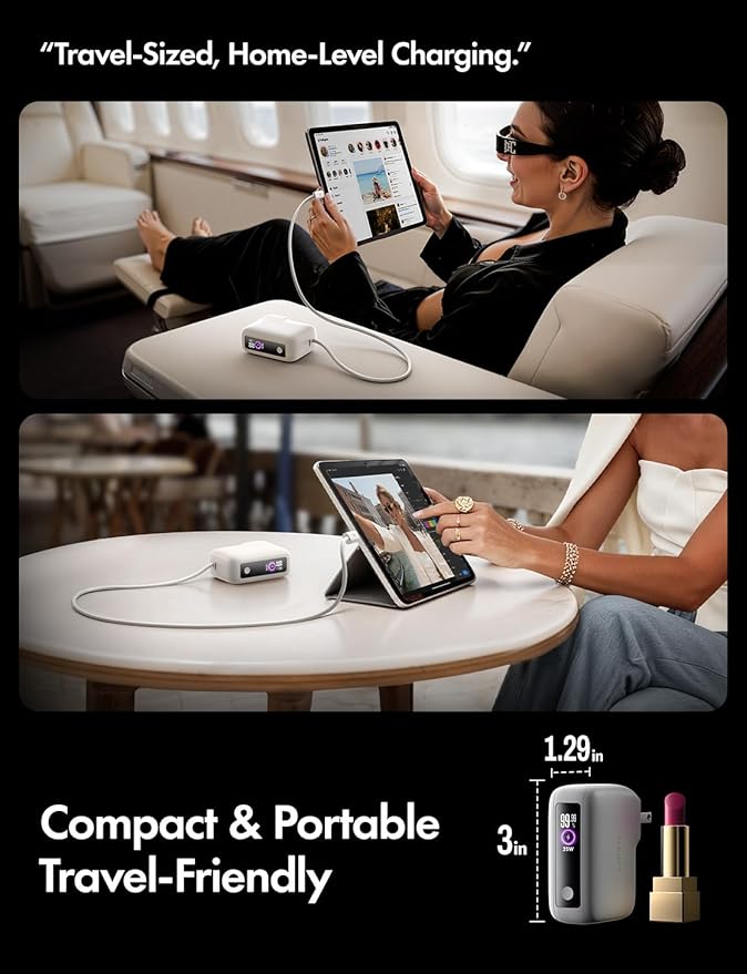 LISEN 3 in 1 Fast Travel Charger, 35W Power Bank Fast Charging Portable Charger with Wall Plug Built in Cable, 7000mAh Traveling Essentials Christmas Vacation Gifts for iPhone 17 16 Pro Samsung S25 24