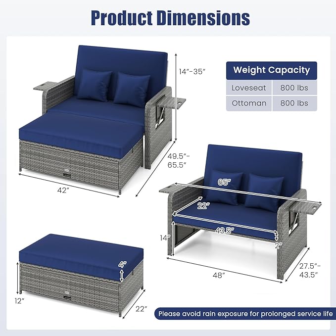 Tangkula Patio Rattan Daybed