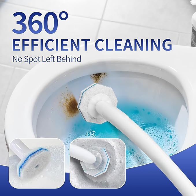 30Pcs Disposable Toilet Wand Refills Easy Cleaning Toilet Bowl Fiber Wand Heads Compatible with Most Toilet Brushes