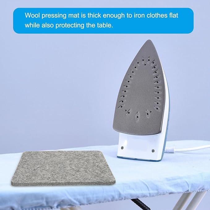 PATIKIL Wool Pressing Mat, 13.5" x 13.5" Wool Ironing Pad Blanket 0.5" Thickened Heat Resistant Quilting Ironing Pad for Quilters Sewing Craft, Grey