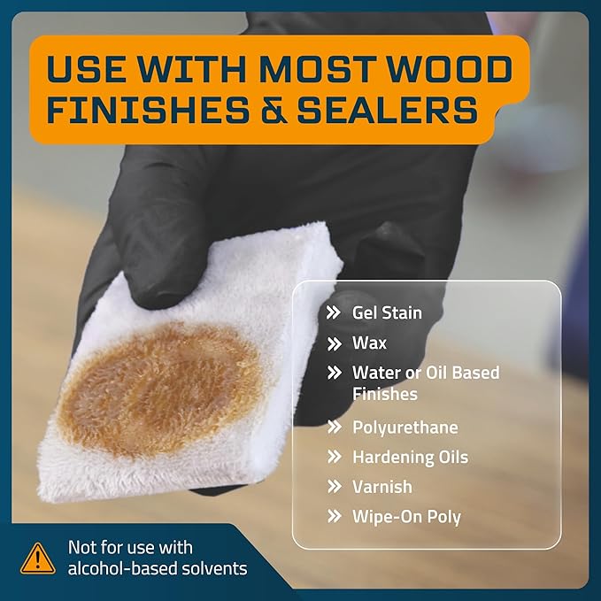 MāKRS Double Thick Stain Pad, Cut-to-Size Staining Pads, 5-Pack, Lint, Snag, Streak-Free Applicator, Micro Brush Material, Wood Stains and Oil Based Finishes, Easy to Use with Consistent Application