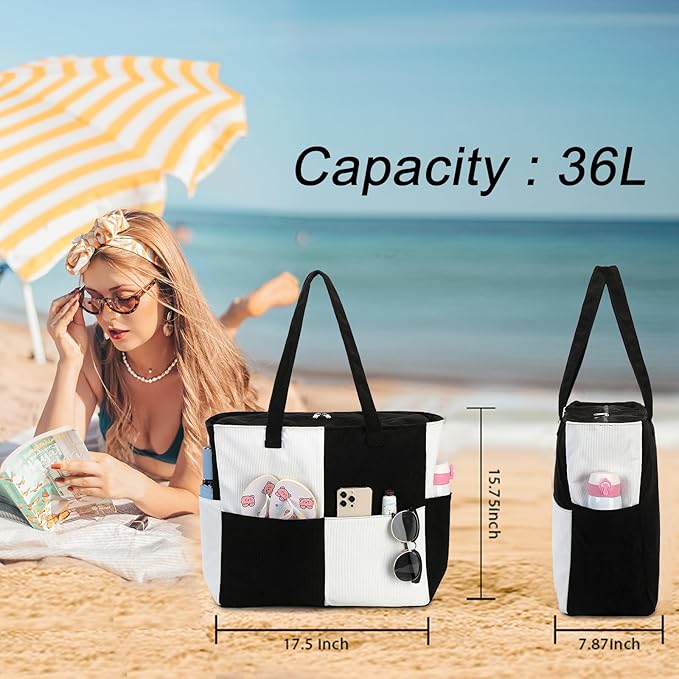 Waterproof Beach Tote Pool Bags for Women Ladies Extra Large Gym Tote Carry On Bag With Wet Compartment for Weekender Travel