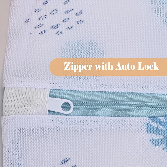 Durable Laundry Bag, Mesh Laundry Bags with Premium Zipper, 5 Pack Washing Machine Wash Bags for Delicates Blouse, Hosiery, Underwear, Baby Clothes, Travel Organization Bag (Leaves)