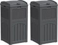 YESHOMY 2 Pack Outdoor Trash Can with Lid, Garbage Bins for Garden, Porch, Home and Kitchen, Gray