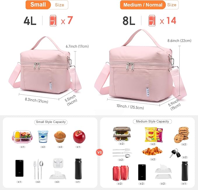 NOL Natural Organic Lifestyle Insulated Lunch Bags for Women Cooler Bag Lightweight Nylon Waterproof Lunch Box For Work