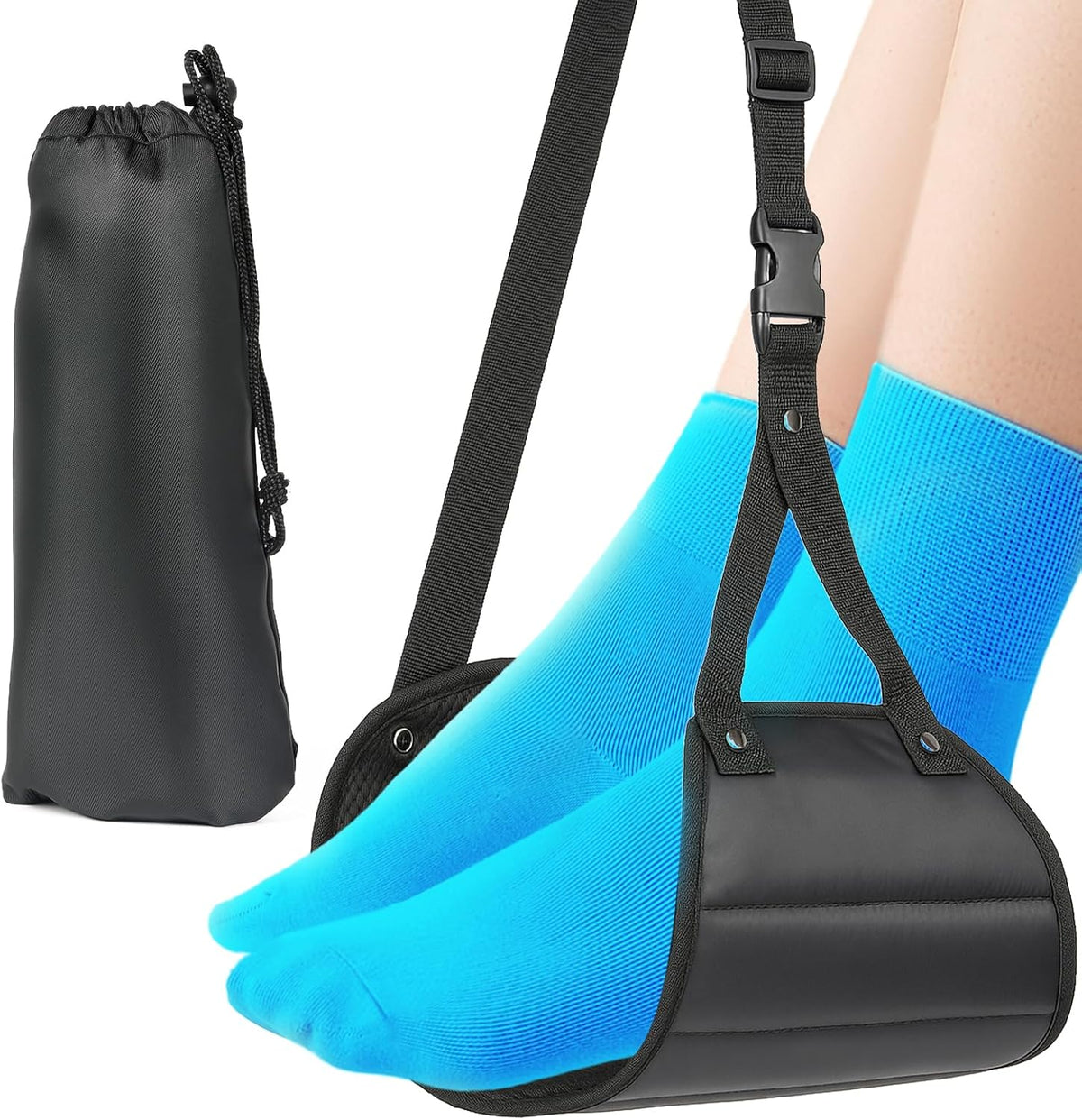 Airplane Travel Foot Hammock, Perfect Airplane Footrest to Relax Feet, with an Adjustable Length, Foot Hammock Essential for Relaxing During Work or Travel