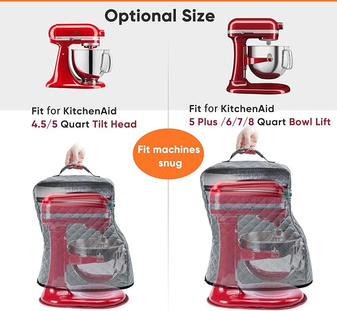 BAGSPRITE Stand Mixer Cover with Appliance Sliders Compatible with KitchenAid Mixer 4.5/5 Quart with Pockets for Kitchen Aid Accessories and Attachments