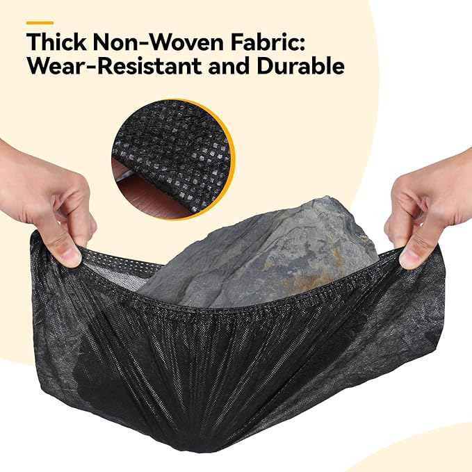 100Pcs Shoe Covers Disposable Non Slip, Large Size Non-Woven Boot Covers, Breathable and Durable, Fits US Men 6-14 Size, Reusable Slip-Resistant Booties for Indoors (Black)