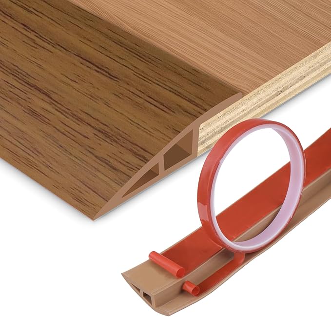 Floor Transition Strip Vinyl Door Threshold Ramp Self Adhesive Carpet Edging Strip Doorway Edge Trim, Overlap Edge Reducer for Laminate Carpet, Floor, Tile (Orange Oak, 2/5" to 3/5", 10Ft)