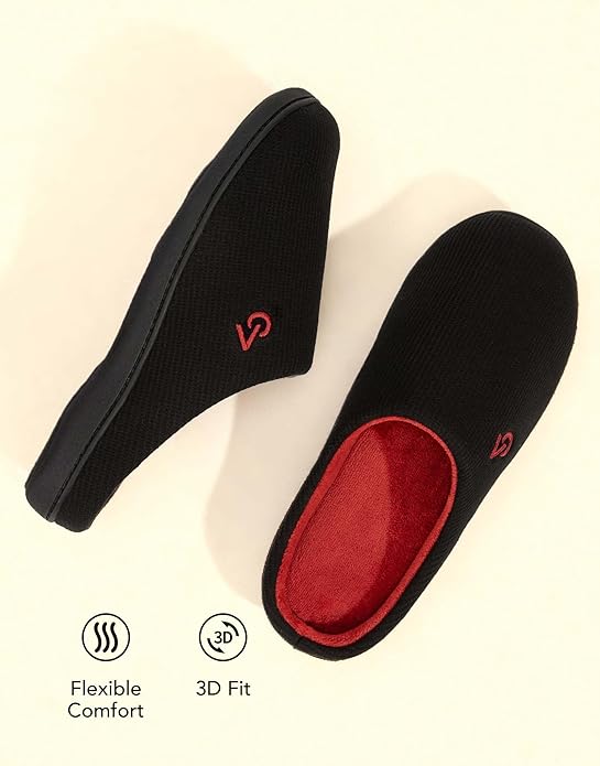 VeraCosy Men's Two-Tone Memory Foam House Slippers Indoor Outdoor Durable Rubber Sole