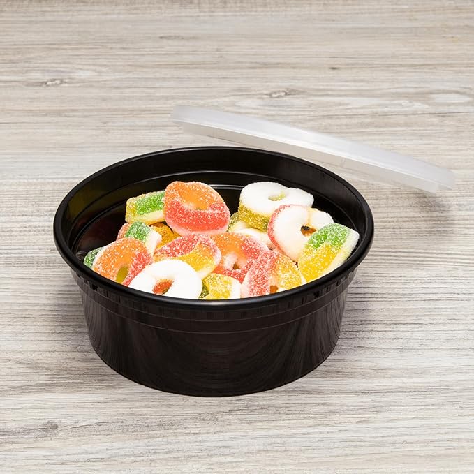 Karat [8oz - 240 ct Black PP Injection Molded Round Deli Containers with Lids (FP-IMDC8-PPB)