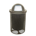 COATEDOUTDOORFURNITURE 32-Gallon Heavy-Duty Expanded Metal Round Trash Receptacle, Commercial Outdoor Waste Bin with Liner & Black Dome Lid – Made in America (Textured Gold Vein)