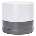 D'vine Dev 14 Inch Ceramic Planter Pot with Drainage Hole and Saucer, Indoor Cylinder Round Planter Pot, White/Speckled Grey, 94-O-G-6