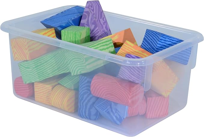 Wood Designs Cubby Storage Bin, Heavy Duty Plastic Containers for Kids Translucent Clear Cubby Tray Set of 20