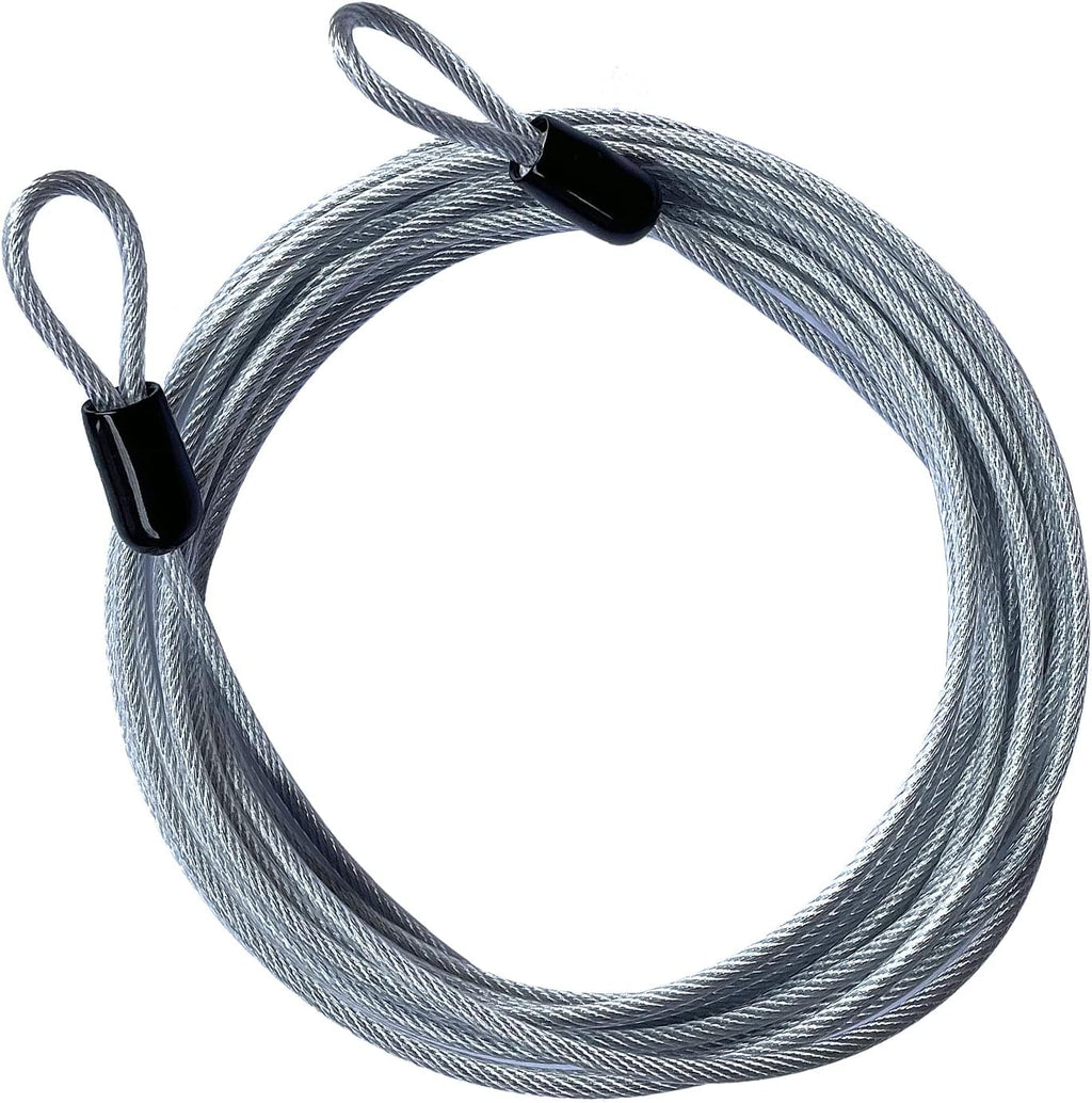 30FT 3mm Outdoor Travel Long Security Cable Lock,Braided Steel Coated Safety Cable Luggage Lock,Safety Cable Wire Rope Double Loop Lightweight (1 Pack)