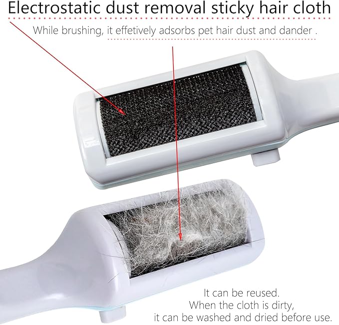 3 Packs Pet Hair Remover Roller Lint Brush and Reusable Lint Roller Dog & Cat Hair Remover for Rug, Furniture, Couch, Car, Carpet, Clothes and Bedding Multi-Surface Fur Removal Tool
