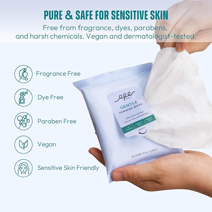 Large Feminine Wipes for Women, pH Balanced Soft Gentle Soothing Unscented Flushable Personal Hygiene Wipes for Intimate Period Care Portable to Go Sensitive Sanitary Wipes Travel (10ct, Pack of 20)