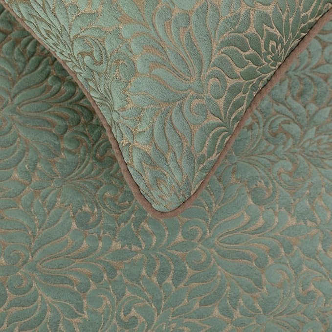 The HomeCentric King/Queen/Twin Blue & Beige Decorative CA King 86"x18" Bed Runner with 2 Pillow Cover, Damask Bed Scarf on Jacquard Fabric - Arabella