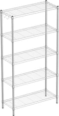 5-Shelf Adjustable Metal Shelf Wire Shelving Unit Storage Rack Display Shelf for Office,Kitchen,Bedroom,Bathroom,Laundry,Pantry Basement,Garage(Chrome,36" L x 14" W x 72" H)