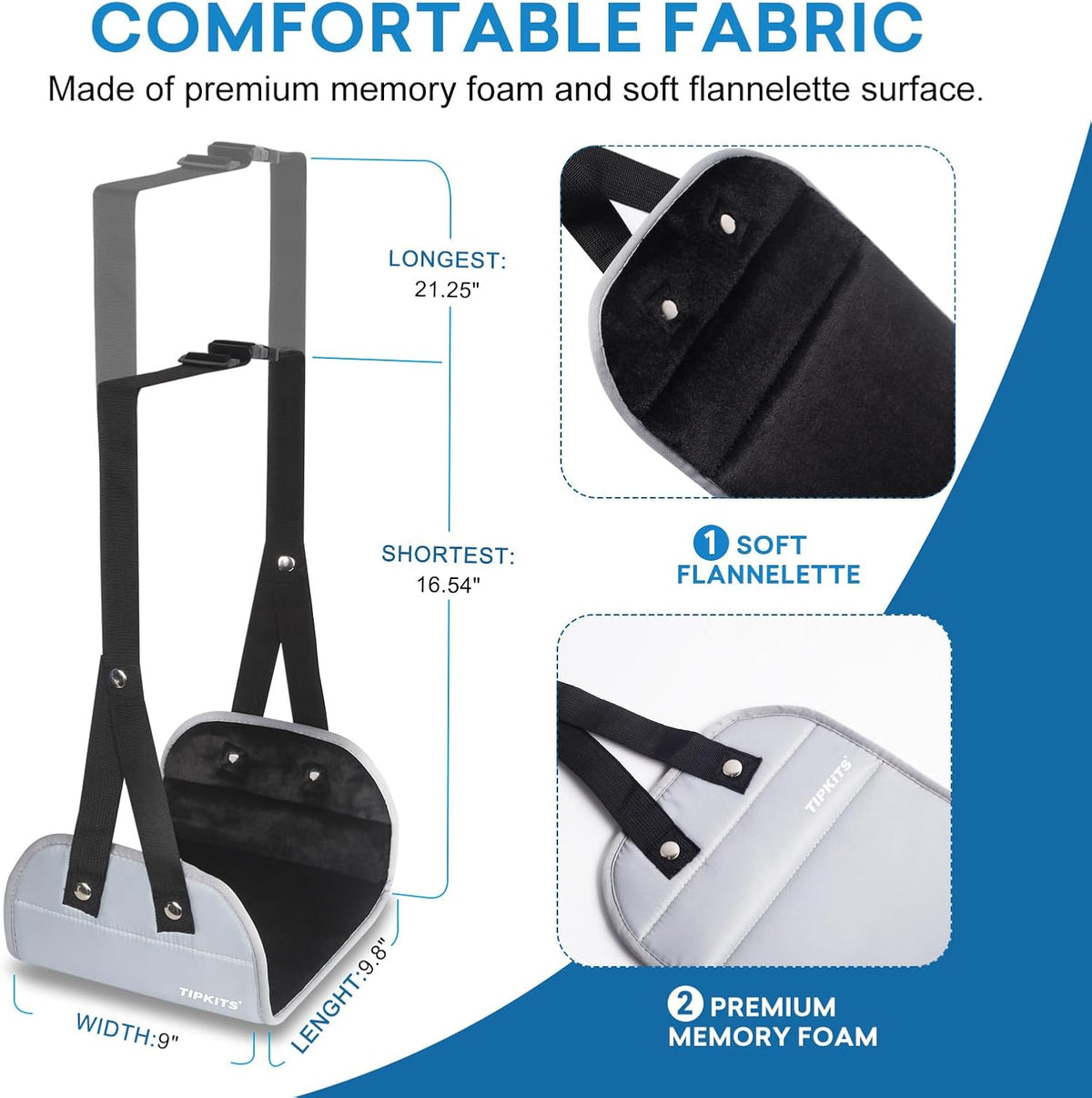 Airplane Footrest with Comfortable No Clashing Base, Portable Travel Foot Rest Made with Premium Memory Foam, Airplane Travel Accessories to Reduce Swelling and Soreness, Gifts for Travelers