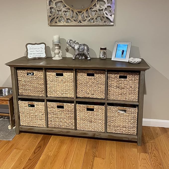 10.5 x 10.5in Wicker Storage Baskets for Shelves, Water Hyacinth Storage Baskets, Woven Baskets for Storage, Wicker Storage Basket for Bedroom, Living Room (6 Packs 10.5x10.5in)
