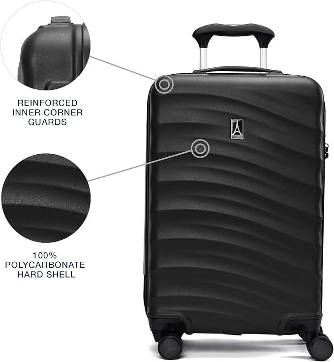 Travelpro Maxlite Air V2 Hardside Expandable Carry on Luggage, 8 Spinner Wheels, Lightweight Hard Shell Suitcase, TSA lock, Black, Carry On 21-Inch