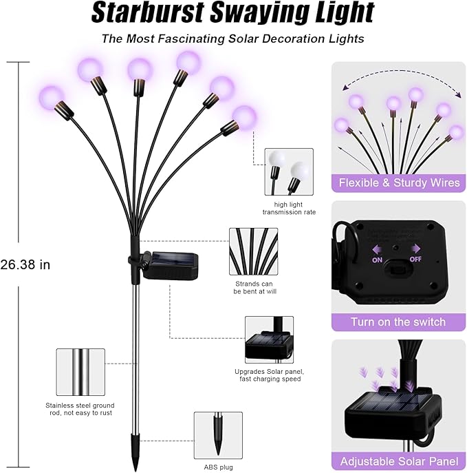 Solar Garden Lights Outdoor, Waterproof Solar Powered Lights