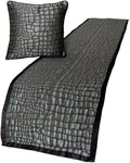 The HomeCentric King/Queen/Twin Blue & Grey Designer CA King 86"x18" Bed Runner with 2 Pillow Cover, Animal Mystery Bed Scarf on Silk Fabric - Animal Mystery