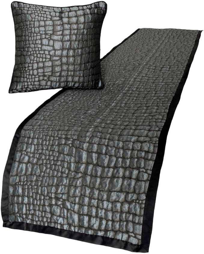 The HomeCentric King/Queen/Twin Blue & Grey Designer Full 68"x18" Bed Runner Without Pillow Cover, Animal Mystery Bed Scarf on Silk Fabric - Animal Mystery
