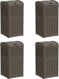 YESHOMY 4 Pack Outdoor Trash Can with Lid, Garbage Bins for Garden, Porch, Home and Kitchen, Brown