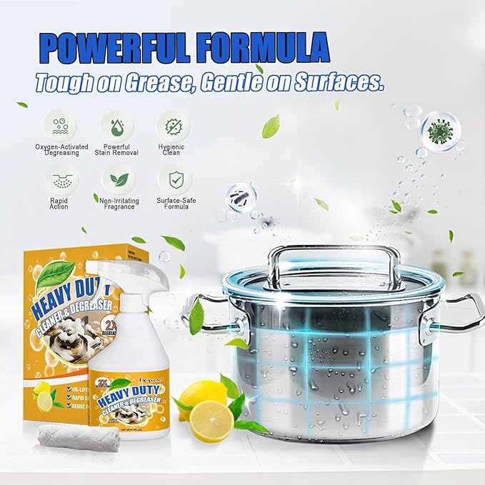 Powerful Kitchen Degreaser Foam Spray, Kitchen Heavy Oil Cleaning Agent, All Purpose Household Cleaning Spray for Oven,On All Surfaces,Lemon Fresh Scent 500ml